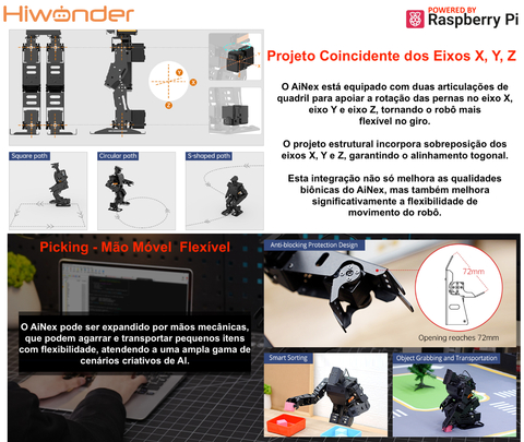 Hiwonder AiNex ROS Education AI Vision Humanoid Robot Powered by Raspberry Pi 4B , Developer Kit Humanóide Algoritmo de Cinemática Inversa , Desenvolvido para Aprendizado e Ensino , Idade: 15+ - Loja do Jangão - InterBros