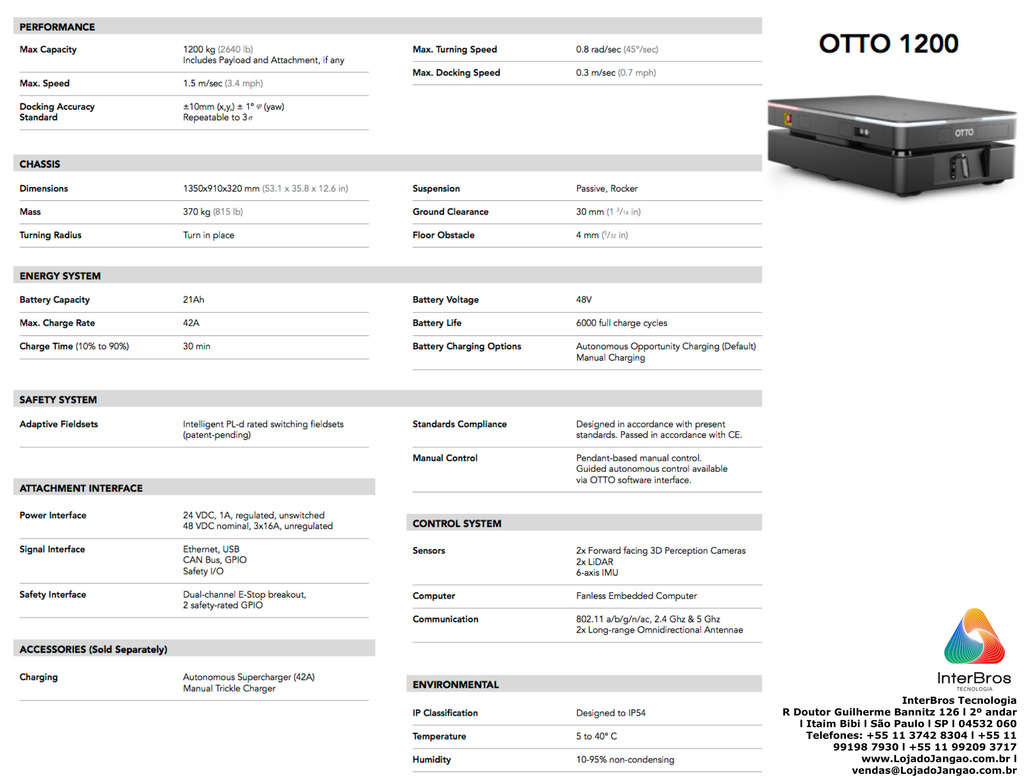 Otto Motors OTTO 1200 by Rockwell Automation , AMR Autonomous Mobile Robot , até 1.200 Kgs - loja online