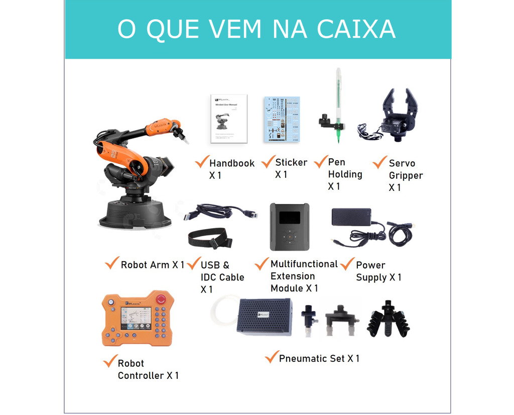 Wlkata Mirobot Professional Kit , 6 Axis Robotic Arm Open Source Dev Kit, Simulação de Fábrica 4.0 Inteligente & Educação AIoT , +5 anos , New , Upgraded - buy online