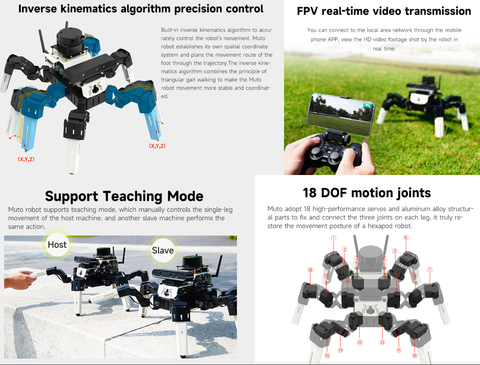 Yahboom 18DOF Muto RS ROS Robotic Kit DIY Programming Development Hexapod Robot, NVIDIA Jetson NANO 4GB B01 , 945-13450-0000-000 - loja online