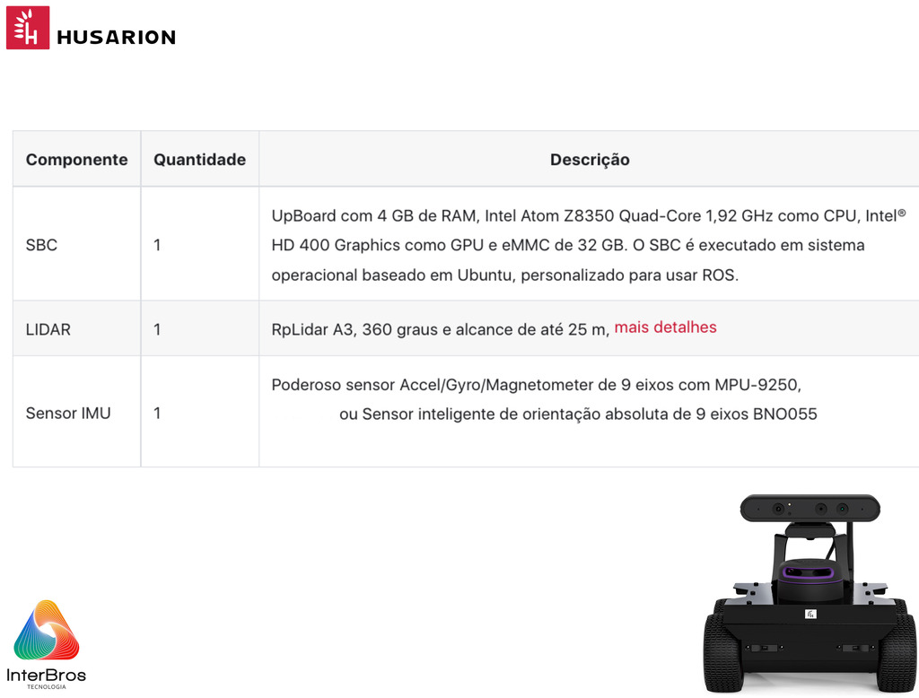 Husarion ROSbot 2 PRO Autonomous, Open Source Robot Platform - loja online