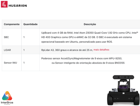 Husarion ROSbot 2 PRO Autonomous, Open Source Robot Platform - loja online