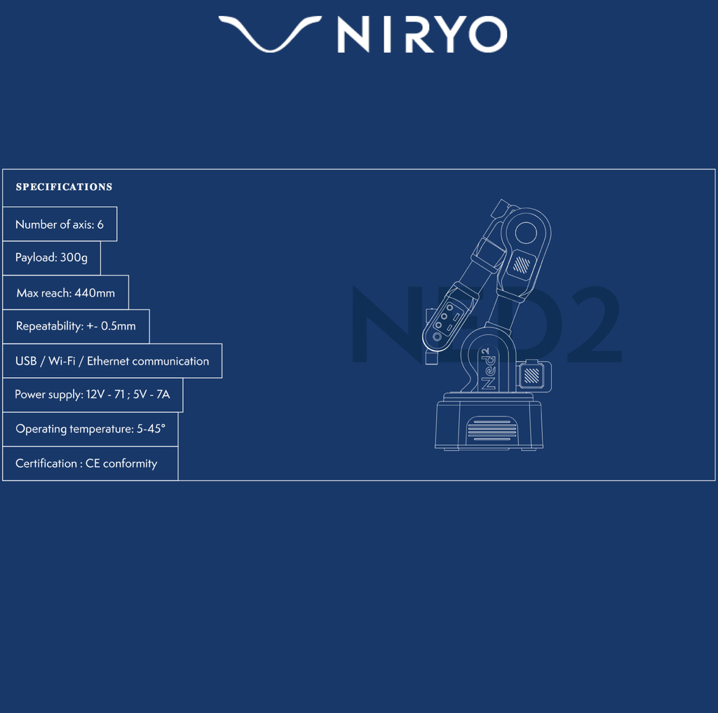 Niryo Ned 2 Braço Robótico Colaborativo | Novo Cobot de Seis Eixos - online store