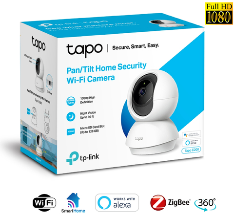 TP-Link Tapo C200 V2 Câmera de Segurança Residencial Wi-Fi e Pan/Tilt l Compatível com a Alexa