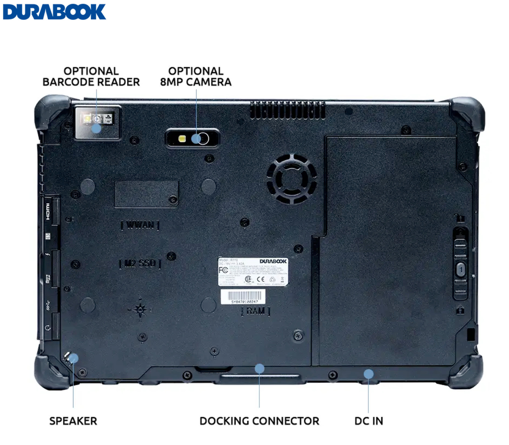 Durabook l R8 Rugged Tablet l Tablete Industrial Robusto l Elegante e Super Compacto l Formato de bolso l 8.0” (1280 x 800) LCD DynaVue® SR display com 800 nits l Personalizável l Projetado para os ambientes mais severos l Peça um orçamento - tienda online