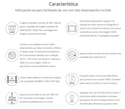 RICOH THETA Z1 51GB Câmera 360° l Dois sensores CMOS retroiluminados de 1,0 polegadas l Memória interna de 51 GB l Imagens de 23 MP l Vídeo 4K com estabilização de imagem l HDR, transferência sem fio de alta velocidade - tienda online