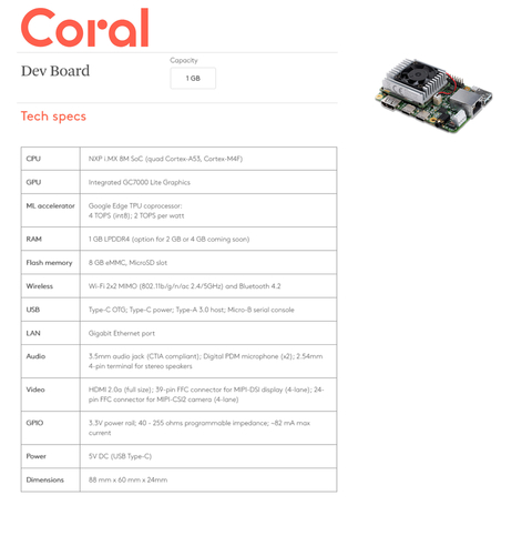 Coral Dev Board 4GB RAM - Loja do Jangão - InterBros