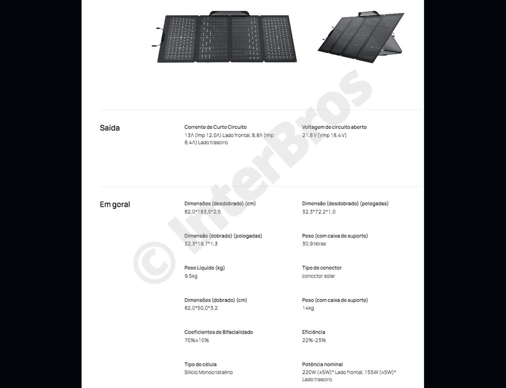 EcoFlow 220W Solar Panel - loja online