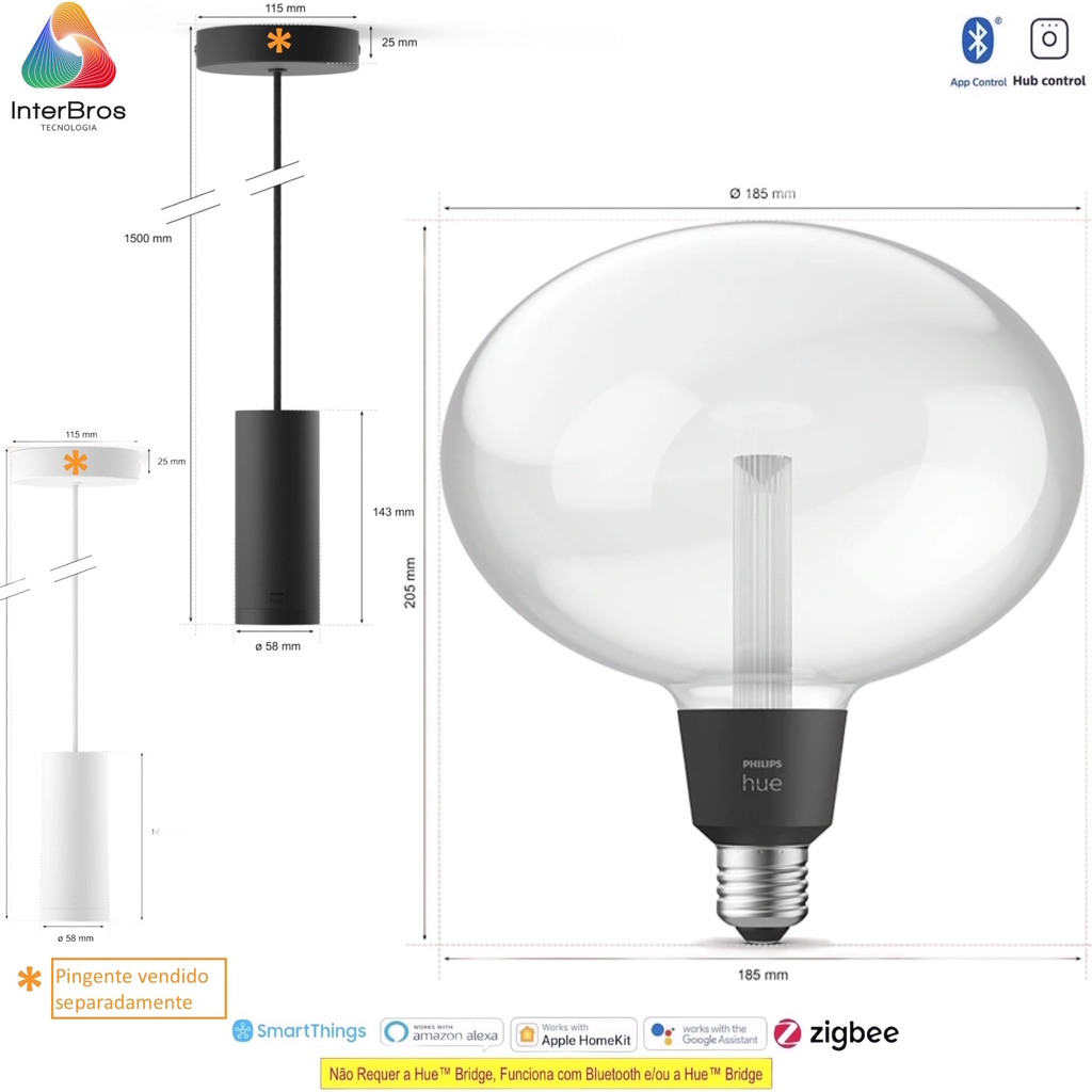 Philips Hue Lightguide Bluetooth Lâmpada Ellipse - loja online