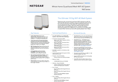 Netgear Orbi 900 Series Quad-Band l WiFi 6e Mesh 10.8Gbps RBKE964 , RBKE963, RBKE962, RBSE960, Até 200 Dispositivos na internet