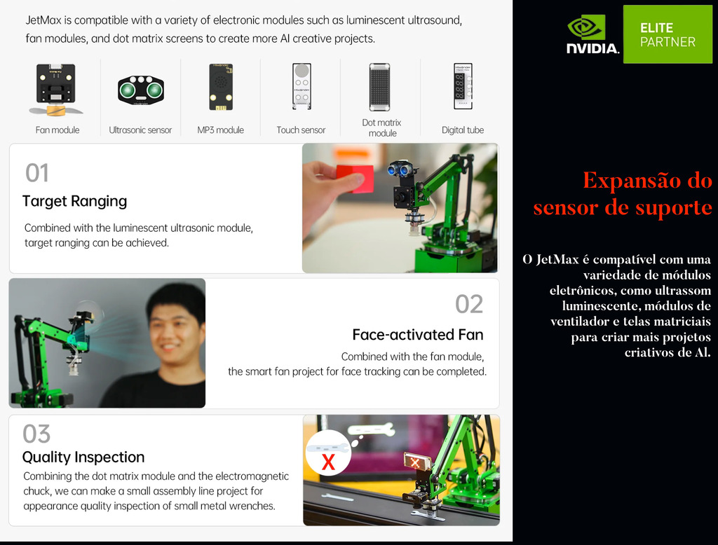 Hiwonder JetMax Advanced Kit NVIDIA JETSON NANO Robot Arm Open Source Vision Recognition Program Robot with Electric Sliding Rail Support ROS Python - loja online