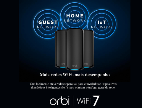 Imagem do NETGEAR Orbi 970 Series Quad-Band WiFi 7 Mesh Network System RBE972S, 10 Gig Internet Port, BE27000 , 610m²