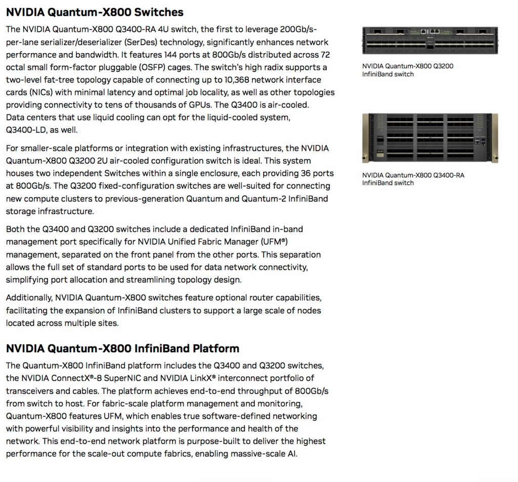 NVIDIA Mellanox Quantum-X800 InfiniBand Switches , 800Gb/s , Q3200-RA , Q3400-LD , Q3400-RA - comprar online