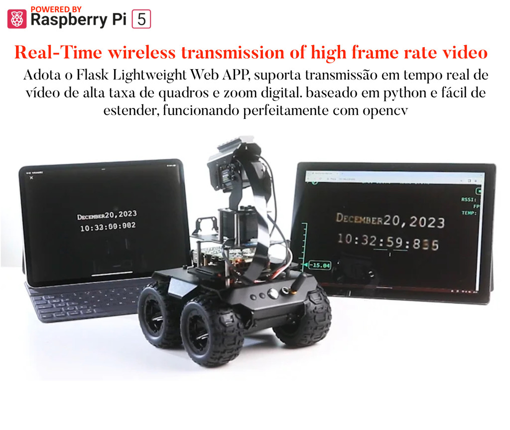 WaveShare RaspRover Open-source 4WD AI Robot, Dual controllers, All-metal Body, Computer Vision, Raspberry Pi 5 - tienda online