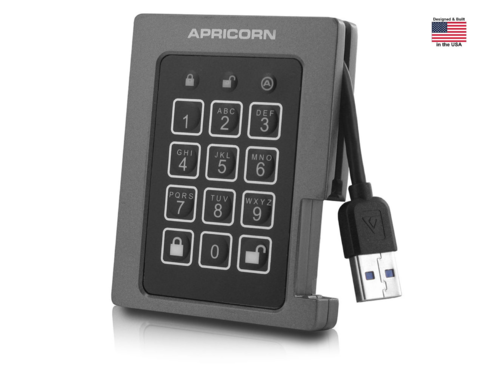 Apricorn Aegis 1 TB Padlock | SSD Portátil | USB 3.0 Robusto | Aegis Padlock FIPS 140-2 256-Bits | Criptografia de Grau Militar