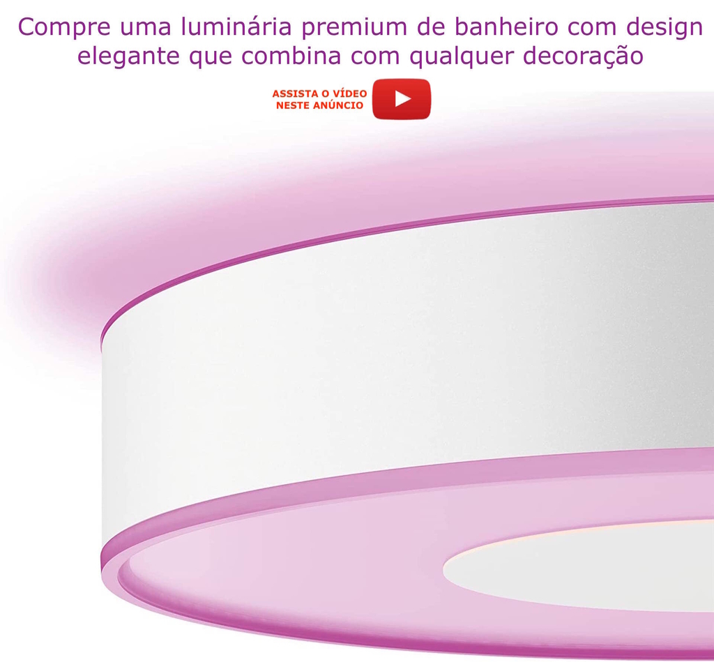 Philips Hue White & Color Ambiance Xamento Medium l Bathroom Smart Ceiling l Luminária Plafon de Teto Inteligente Média l Feita para Banheiros l A Prova D' Água l WiFi e Bluetooth l Fluxo Luminoso 2.350 lumen l LED Integrado l Compatível com Alexa, Apple Homekit & Google Assistant l Requer Hue(TM) Bridge - loja online