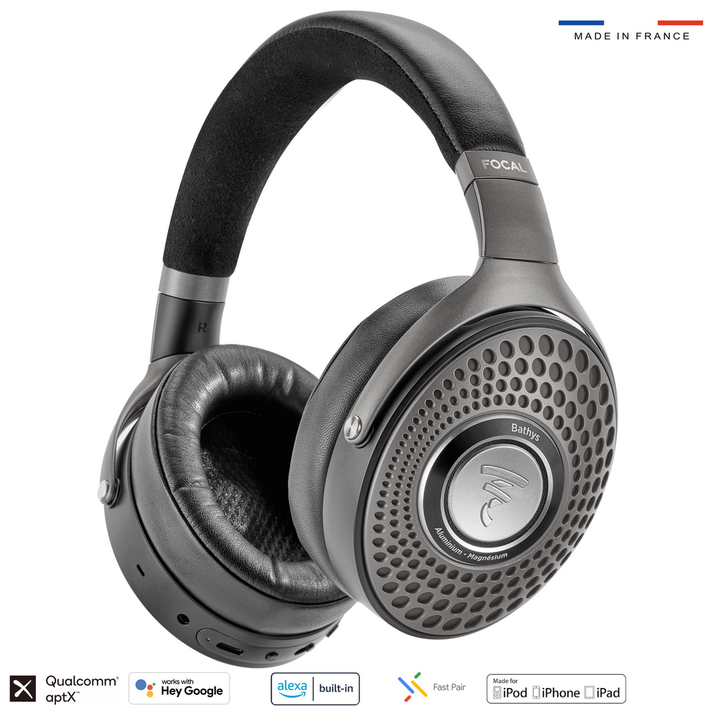 Focal Bathys l Hi-Fi Alta Fidelidade l Bluetooth Over Ear Headphones l Drivers de 40mm l DAC e amplificador integrados l Active Noise Cancellation l Qualcomm aptX l Alexa Integrada l Compatível com Google Assistant l Até 42 horas de bateria