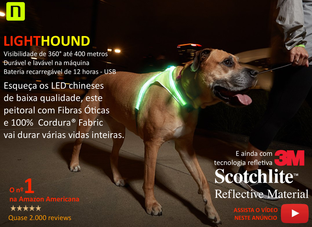 Noxgear Lighthound Revolucionário Colete Peitoral Premium Cães 4 Tamanhos