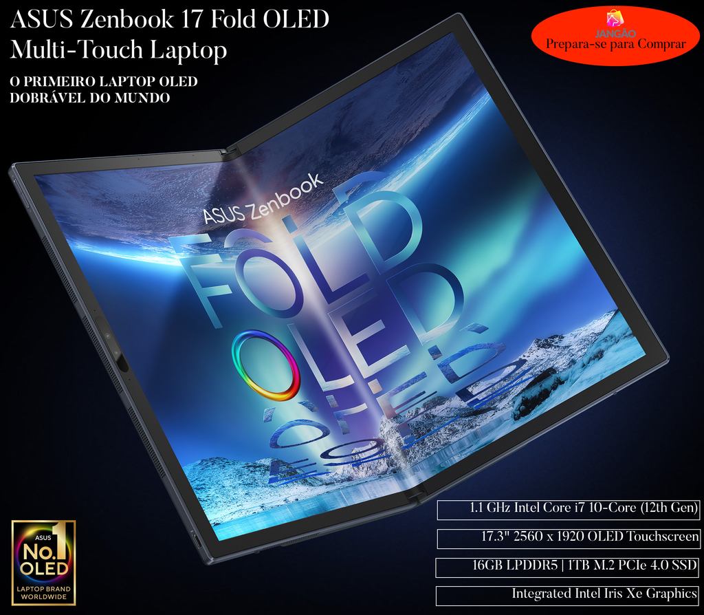 ASUS 17.3" l Zenbook 17 Fold Touchscreen l OLED Multi-Touch Laptop l Laptop Tablet Dobrável l Cheio de Tecnologias Inovadoras l 1.1 GHz Intel Core i7 10-Core (12th Gen) l 17.3" 2560 x 1920 OLED Touchscreen l 16GB LPDDR5 | 1TB M.2 PCIe 4.0 SSD l Integrated Intel Iris Xe Graphics l UX9702AA-XB79FT on internet