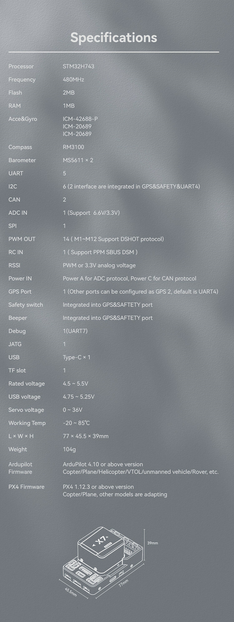 Imagen de CUAV X7+ Flight Controller | Autopilot For PX4&APM Drone Hardware