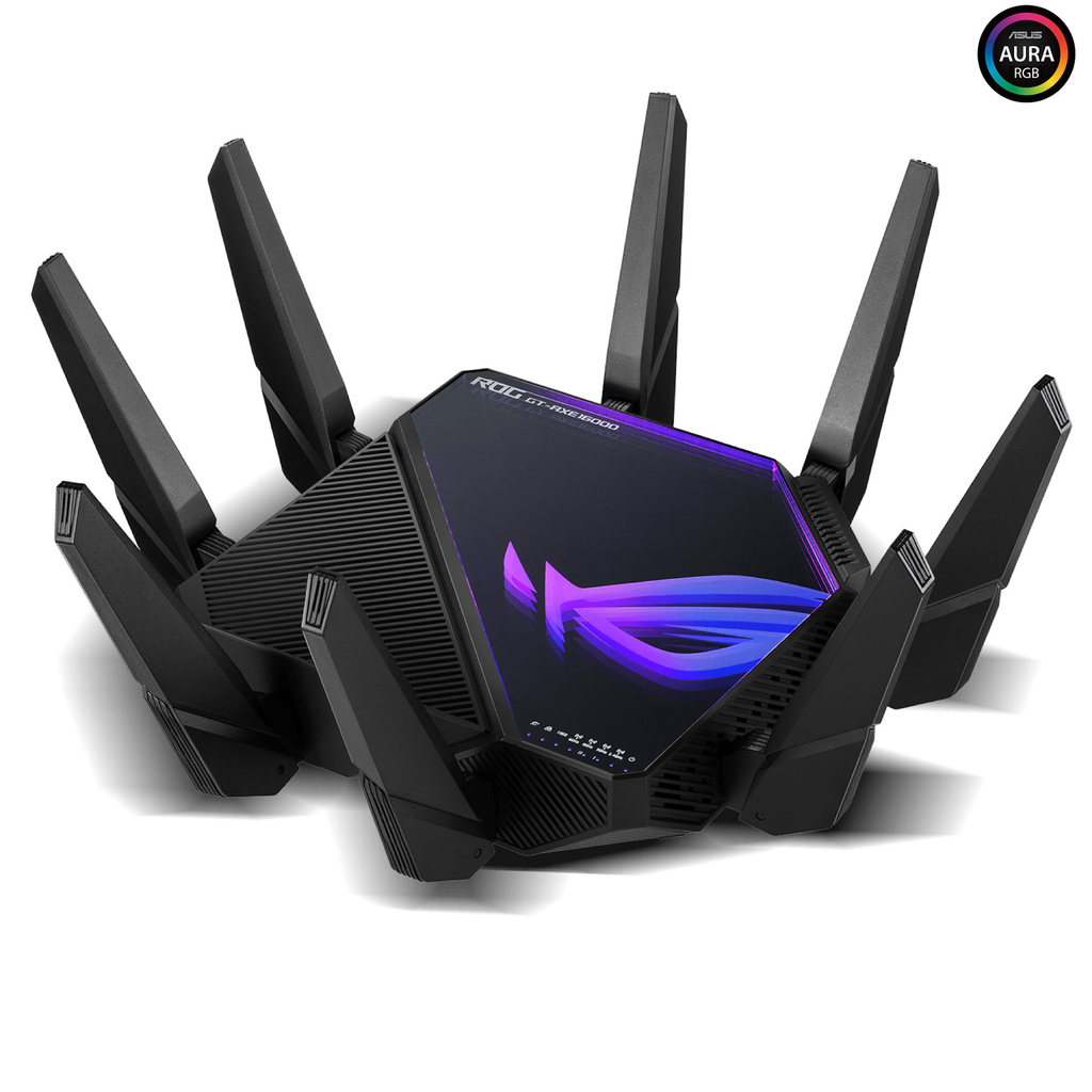 Asus Republic of Gamers Rapture GT-AXE11000 Tri-Band l WiFi 6E Gigabit Gaming l Roteador 10 Gigabit | A Primeira Banda de 6 GHz do Mundo | AURA RGB l 2 portas USB 3.2 l 4 portas LAN l 1 porta 2.5G WAN/LAN na internet