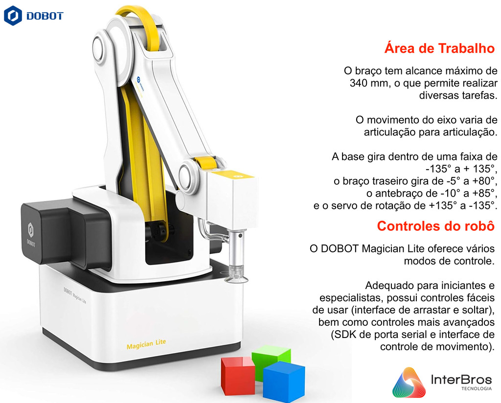 Dobot Magician Lite Robotic Arm , Stem Education , Braço Robótico Educacional , +8 anos