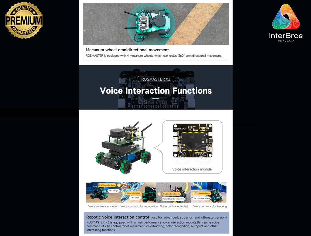 Yahboom ROSMASTER X3 ROS2 Robot with Mecanum Wheel, NVIDIA Módulo Jetson Orin NX 8GB , ORIN NANO ou Raspberry Pi - comprar online