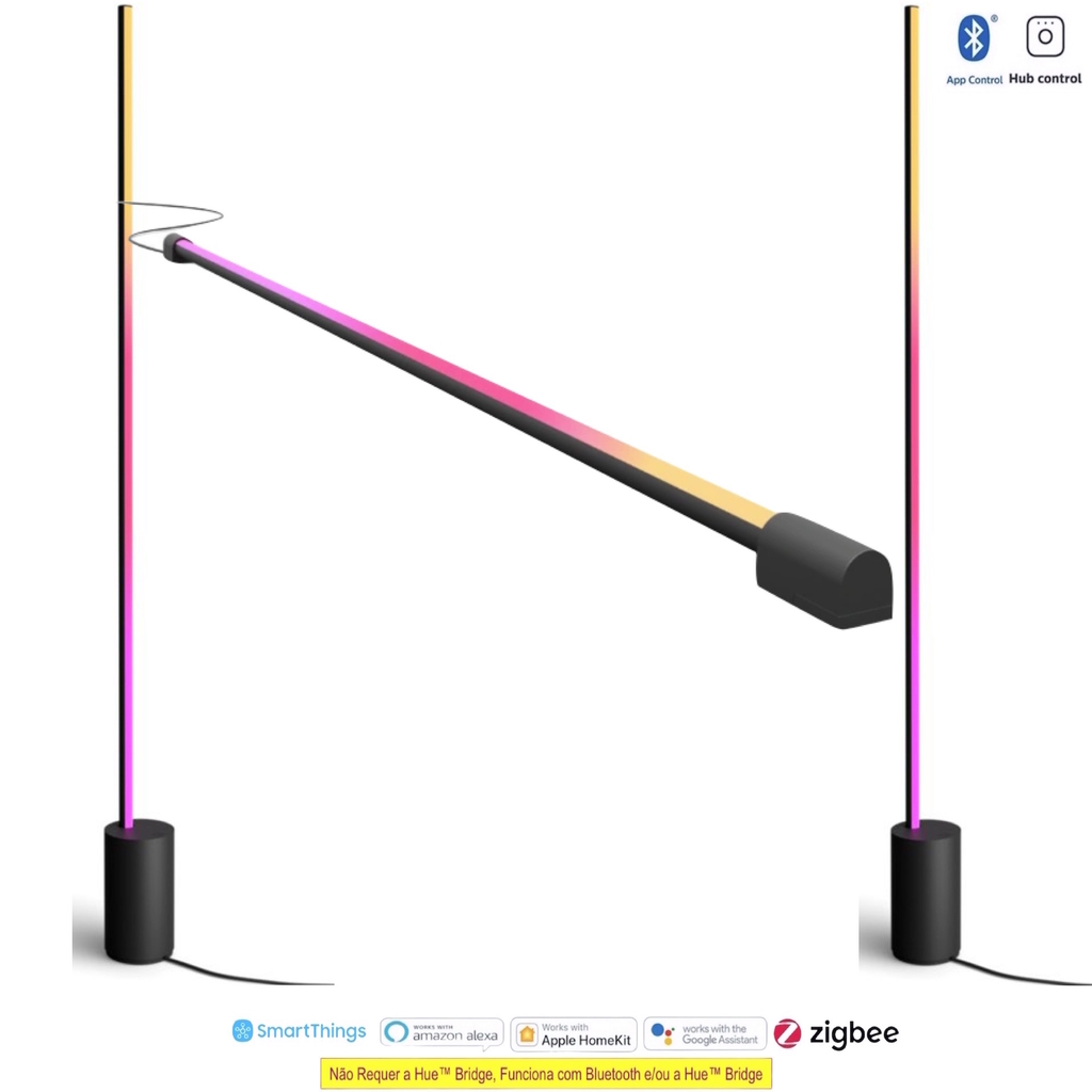 Philips Hue White & Color Ambiance Gradient Floor Signe + Philips Hue Play Gradient Light Tube Large TVs de 60" e Maiores