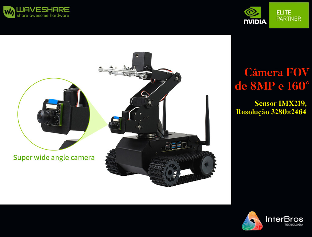 WaveShare JETANK AI Kit A, AI Tracked Mobile Robot, AI Vision Robot, NVIDIA Jetson Nano Developer Kit (B01) , Deep Learning, Autonomous Driving - Loja do Jangão - InterBros