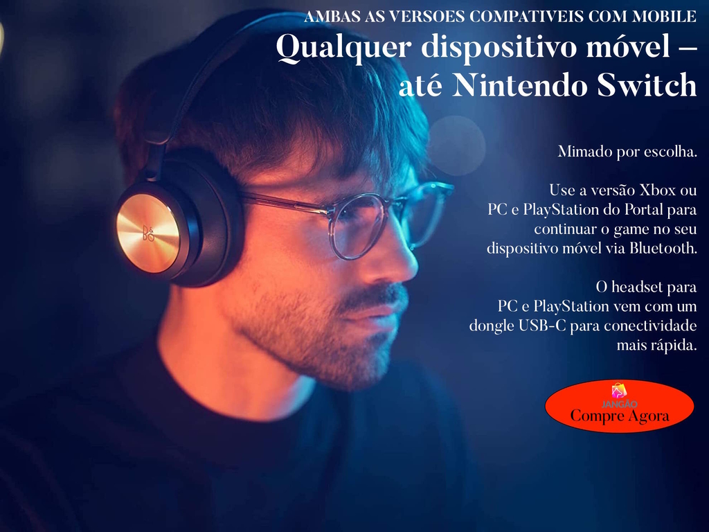 Bang & Olufsen Beoplay Portal l Versão para Xbox Series, Nintendo Switch e Mobile l Elite Gaming Headset l Over-Ear Wireless Headphones l Virtual Surround 3D Sound l Dolby Atmos e ANC Avançados e Ajustados para games l Virtual Boom Arm l Bateria de até 24 horas l Escolha sua Cor - Loja do Jangão - InterBros