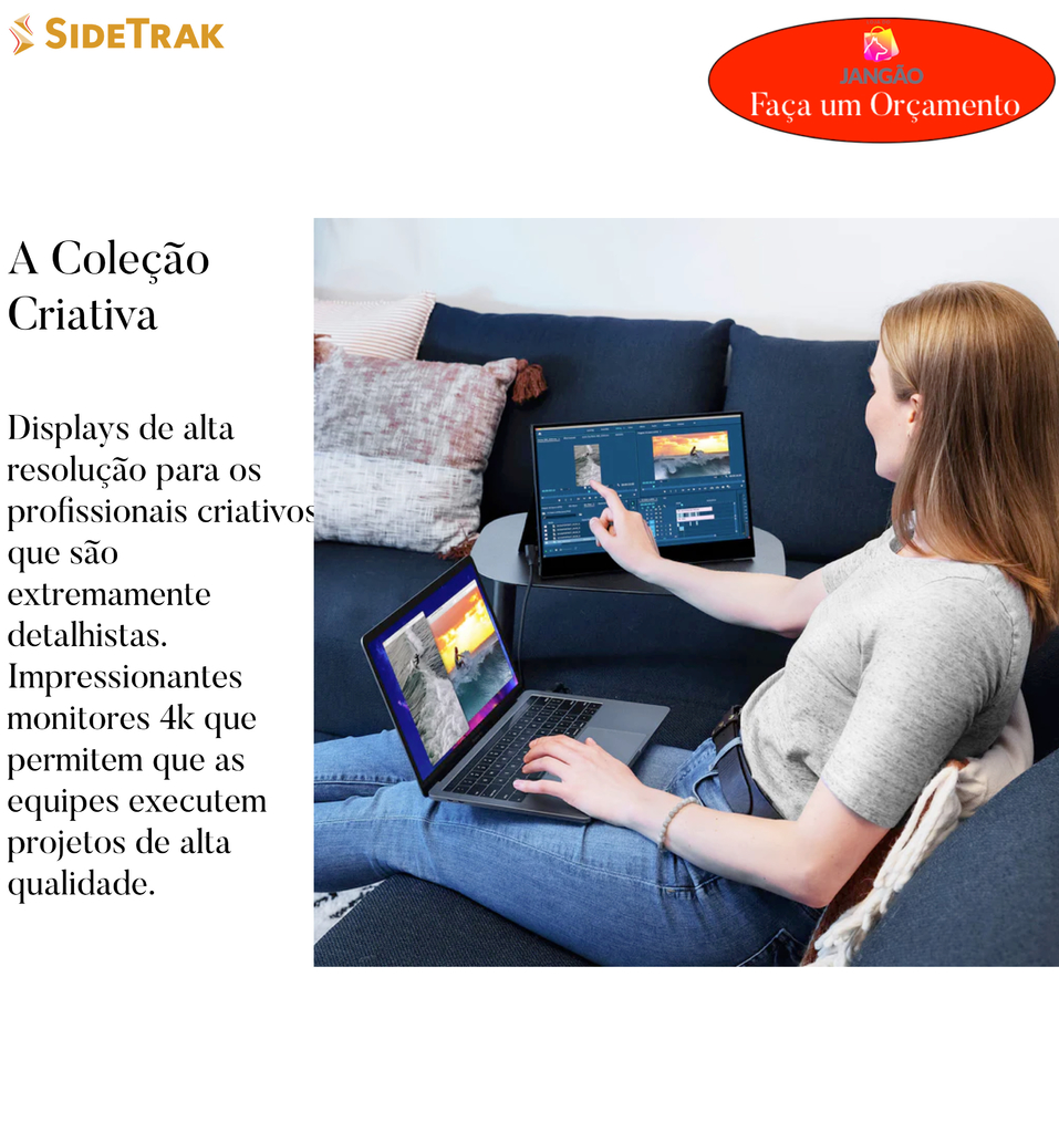 SideTrak Swivel 14” Attachable Portable Monitor for Laptop l Extensor Portátil l Triplo Monitor l FHD IPS USB l Tela Dupla com Suporte l Compatível com Mac, PC e Chrome | Adapta-se a todos os tamanhos de laptop