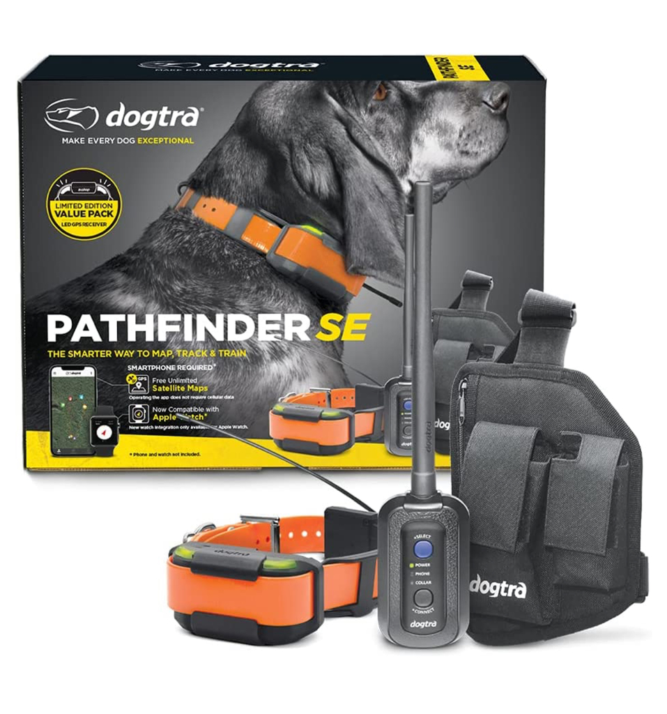 Dogtra Pathfinder SE | E-Collar Series GPS Rastrear e Treinar | Cães Acima de 15 Kgs | Pescoços Acima de 30 cms | Alcance de até 14,5 Kms | Expansível para até 21 cães | A prova d'água | Taxa de GPS de Atualização de 2 segundos | Requer Smartphone | Sem taxa de assinatura | Mapa de satélite gratuito e OFFLINE | Não Requer Sinal de Celular