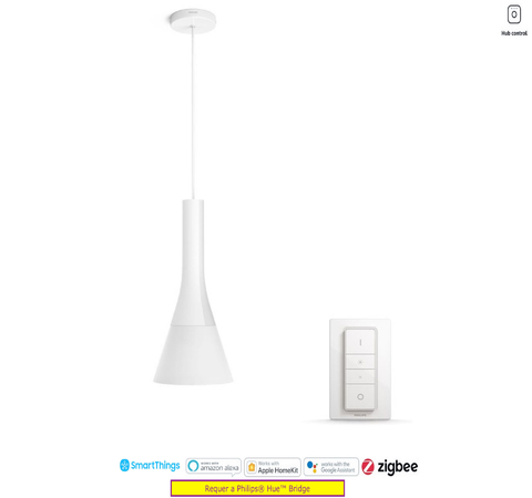 Philips Hue White Ambiance Explore l Smart LED Pendant l Luminária Inteligente Pendente l Alto Fluxo Luminoso de até 2.400 lumen l Copas, Cozinhas, Sala de Jantar, Escritório, Cabeceira l Compatível com Alexa, Apple Homekit & Google Assistant l Requer Hue Bridge