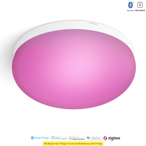 Philips Hue White & Color Ambiance Flourish Ceiling Light l 2ª Geração l Luminária de Teto Inteligente Plafon l Bluetooth e WiFi l Alto Fluxo Luminoso 2.250 lumen l LED Integrado l Compatível com Alexa, Apple Homekit & Google Assistant | Funciona com Bluetooth e/ou com a Hue Bridge