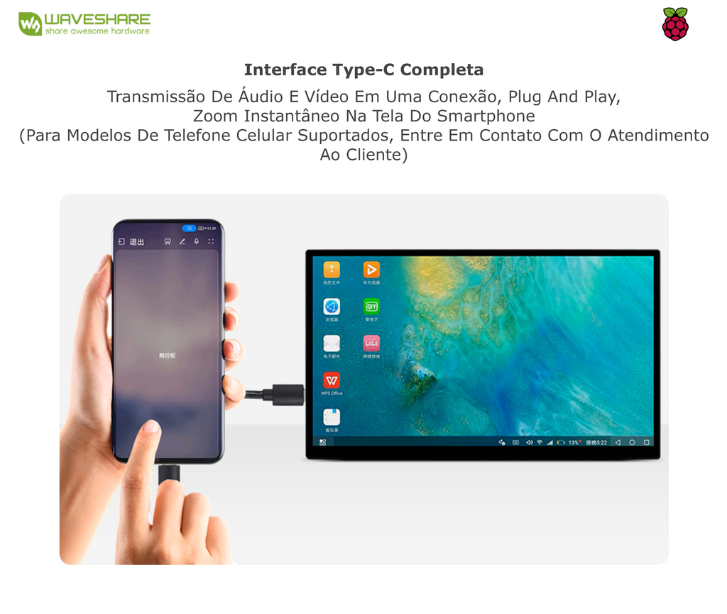 WaveShare Display 13.3" 2K AMOLED Touch, 2560×1440, HDMI/Type-C Display Interface, Optical Bonding Toughened Glass Panel, Metal Case , Raspverry Pi , Jetson Nano , Jetson NX na internet