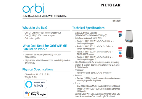 Netgear Orbi 900 Series Quad-Band l WiFi 6e Mesh 10.8Gbps RBKE964 , RBKE963, RBKE962, RBSE960, Até 200 Dispositivos - loja online