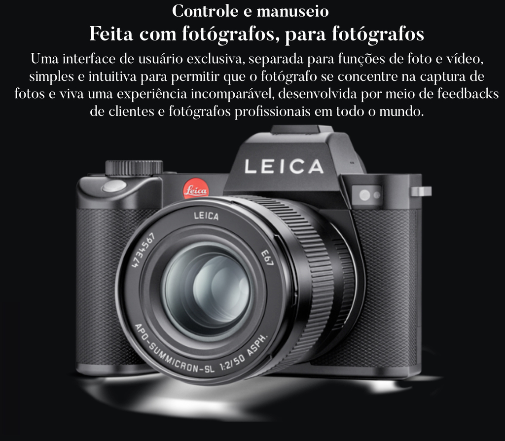 Leica SL2 Mirrorless Camera l Lentes Leica Vario-Elmarit-SL 24-70mm f/2.8 ASPH l 47.3MP Full-Frame CMOS Sensor l 4K Video Recording with Cine Mode l Maestro III Image Processor l 5.76m-Dot 0.78x-Mag. EyeRes OLED EVF l 3.2" 2.1m-Dot Touchscreen LCD l Wi-Fi e Bluetooth l 2ª geração l Feita para inspirar - online store