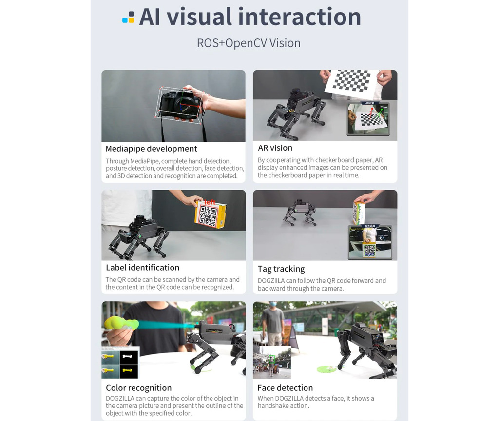 Image of Yahboom 12DOF ROS2 Robot Dog DOGZILLA S2 , AI Vision, Support Lidar Mapping Navigation for Raspberry Pi 4B(Ubuntu 20.04+ROS2)