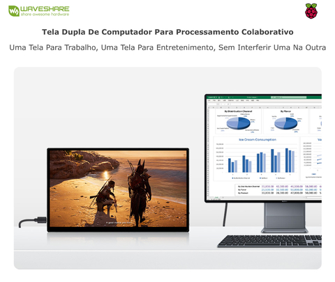 WaveShare Display 13.3" 2K AMOLED Touch, 2560×1440, HDMI/Type-C Display Interface, Optical Bonding Toughened Glass Panel, Metal Case , Raspverry Pi , Jetson Nano , Jetson NX - Loja do Jangão - InterBros
