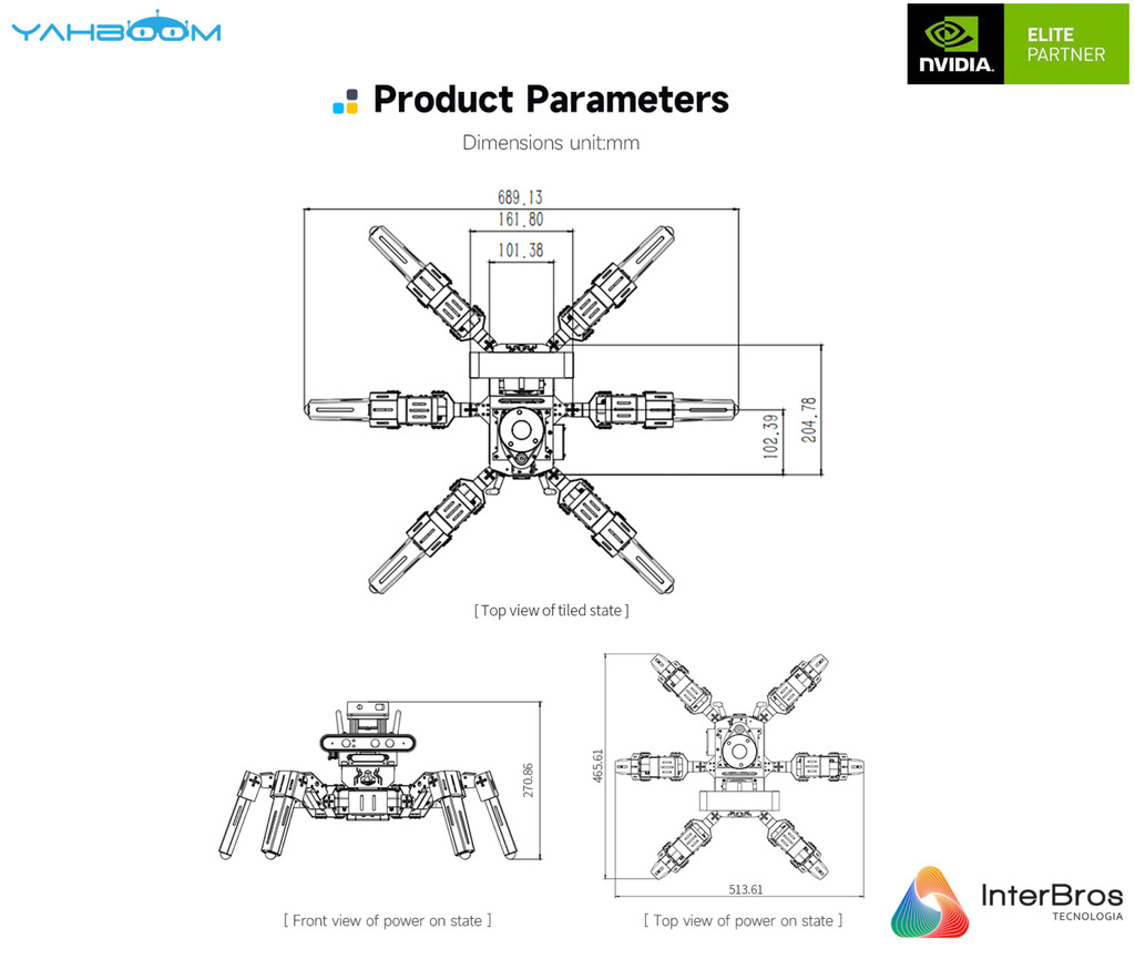 Yahboom 18DOF Muto RS ROS Robotic Kit DIY Programming Development Hexapod Robot, NVIDIA Jetson NANO 4GB B01 , 945-13450-0000-000