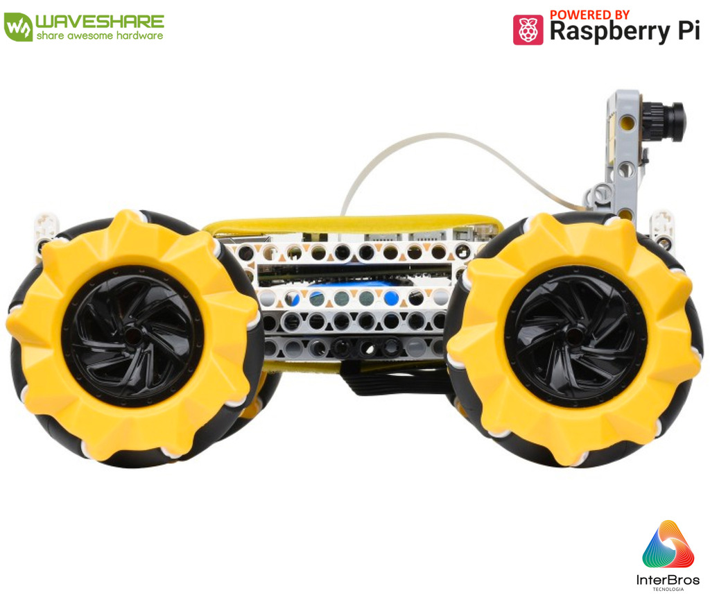 WaveShare BuildMecar Kit, Smart Building Block Robot with Mecanum Wheels, 5MP Camera, Based on Raspberry Pi Build HAT - Loja do Jangão - InterBros