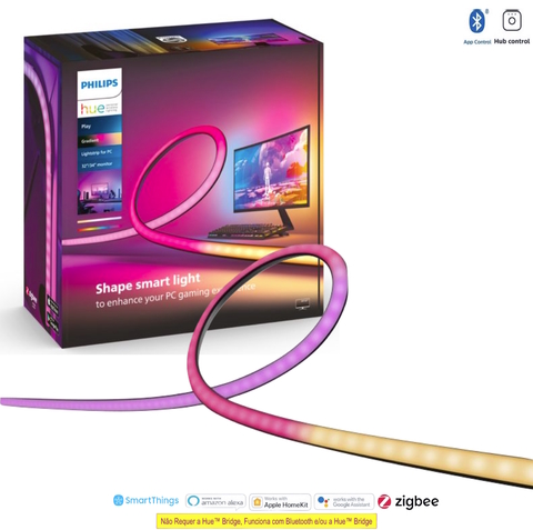 Philips Hue Play Gradient Lightstrip Fita de LED Para Monitores PC e Mac 32" até 34"