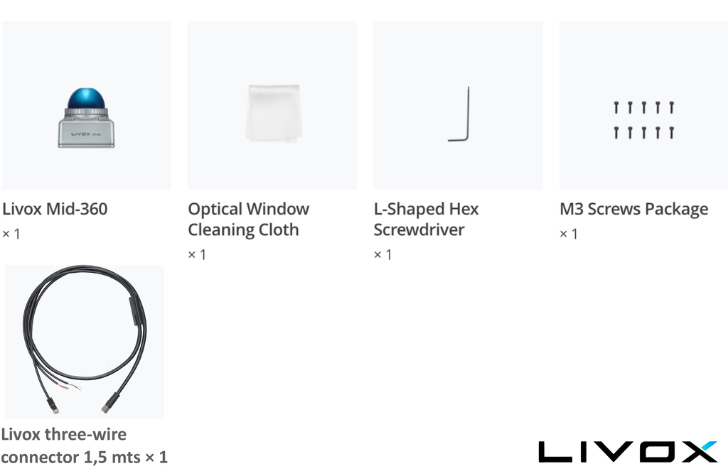 LIVOX TECH Mid-360 LiDAR + LIVOX TECH Three-Wire Aviation M12 Connector na internet