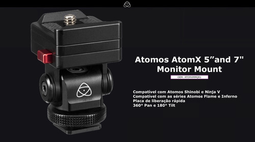 Atomos Atomx 5" and 7" Monitor Mount | Monta Atomos Shinobi , Ninja , Flame , e Inferno | Monitores de 5" e 7" | 360° Pan e 180° Tilt - buy online