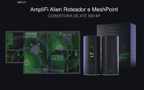 Image of Ubiquiti Amplifi Alien Tri-Band WiFi6 Gigabit Router l Sistema WiFi6 Mesh l Tela Touchscreen l 4 portas Gigabit Ethernet l VPN integrada l Tecnologia Teleport l Sistema Mesh escalável l Ativado para Uso Doméstico ou Comercial l Cobertura de até 1.120 m²