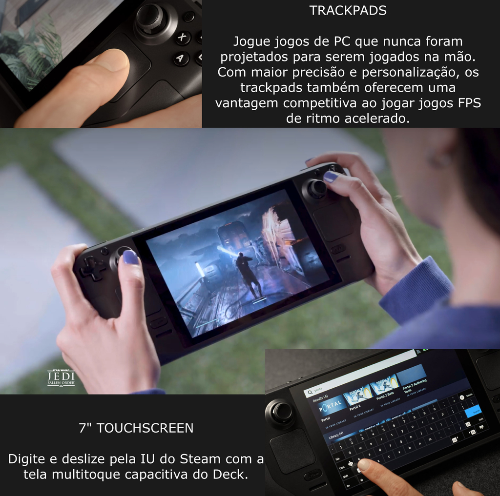 Valve Handheld Steam Deck l 64 GB eMMC SSD l 7" Touchscreen l All-in-one portable PC gaming l Full-featured gaming PC l PC Gamer Portátil l Recursos completos de PC l O portátil para jogos mais poderoso e completo do mundo l O dispositivo gamer mais esperado dos últimos anos