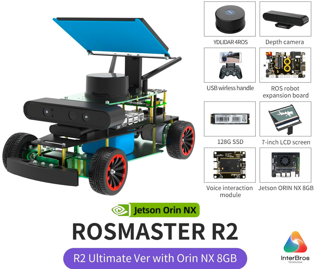 Yahboom ROSMASTER R2 ROS2 Robot com Estrutura de Chassis Ackermann , NVIDIA Módulo Jetson Orin NX 8GB ou Raspberry Pi - buy online