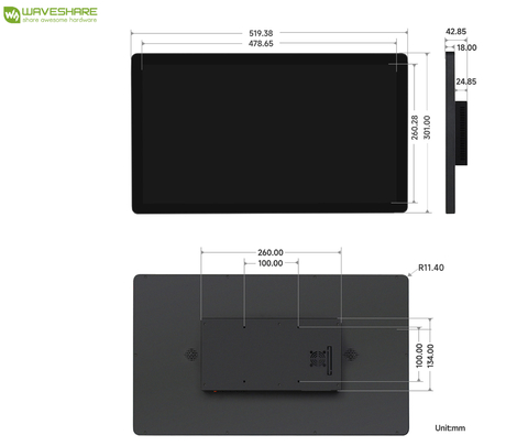 Image of WaveShare Display 21.5" Industrial Capacitive 10-Point Touch Monitor, 1080×1920 Full HD, Optical Bonding Toughened Glass Panel,Raspverry Pi , Jetson Nano , Jetson NX, 24002