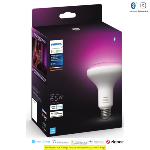 Philips Hue White and Color Ambiance BR30 65W | 3ª Geração | Bluetooth Smart Flood Light | Lâmpada Spot de Embutir | Compatível com Alexa, Apple Homekit & Google Assistant