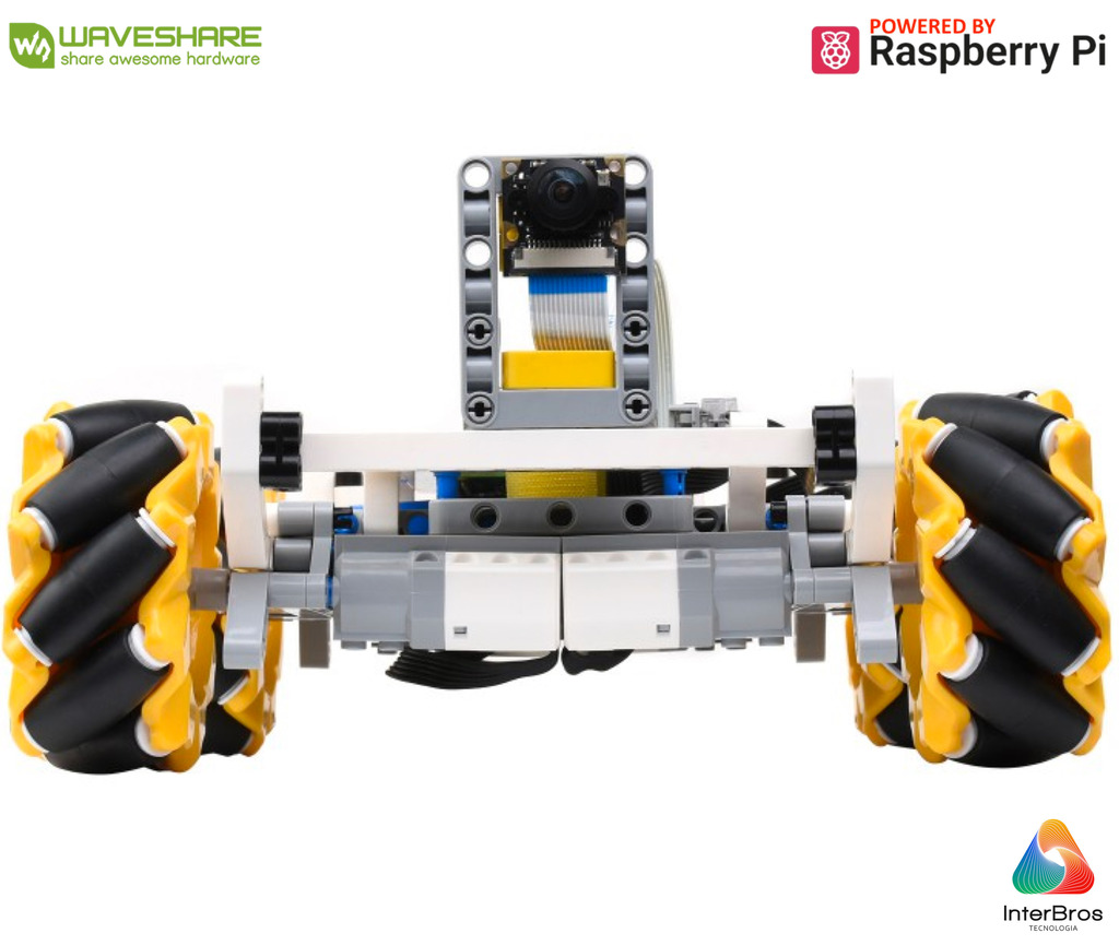 Image of WaveShare BuildMecar Kit, Smart Building Block Robot with Mecanum Wheels, 5MP Camera, Based on Raspberry Pi Build HAT